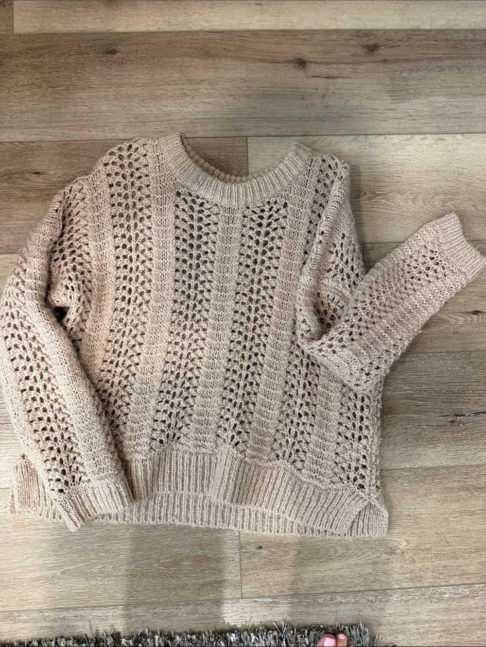 Madewell Open-Knit Crewneck Sweater in Light Beige